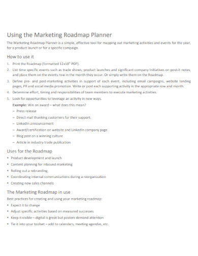marketing roadmap planner