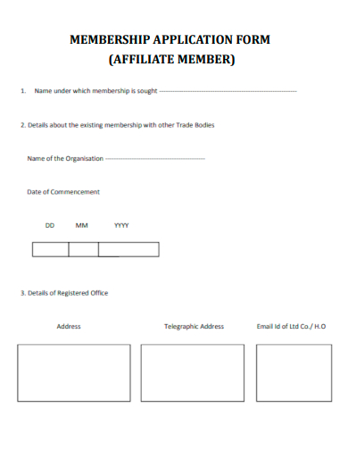 membership application form affiliate member