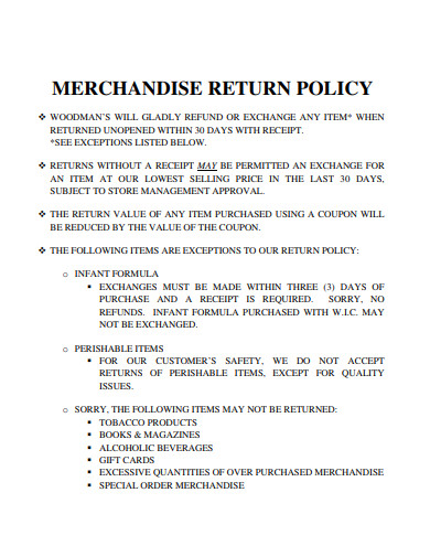 merchandise return policy
