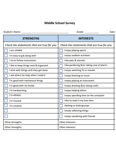 middle school survey