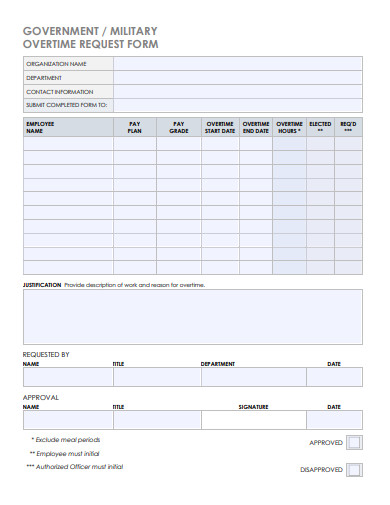 military overtime request and approval form