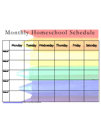 monthly homeschool schedule