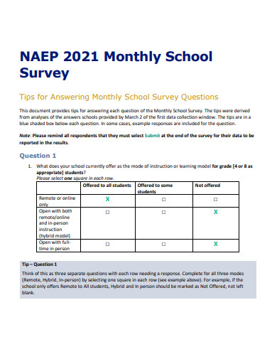 monthly school survey