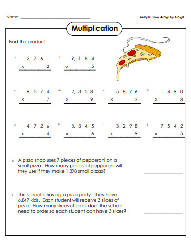 multiplication worksheet example