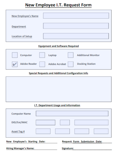 new employee it request form