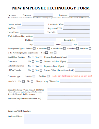 new employee technology form