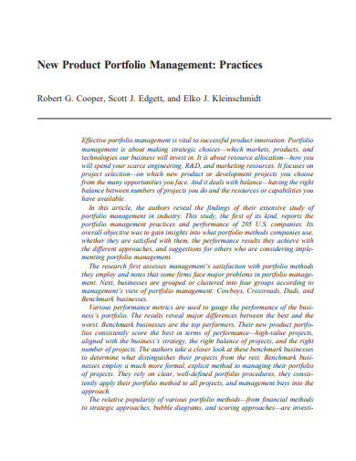 new product portfolio management