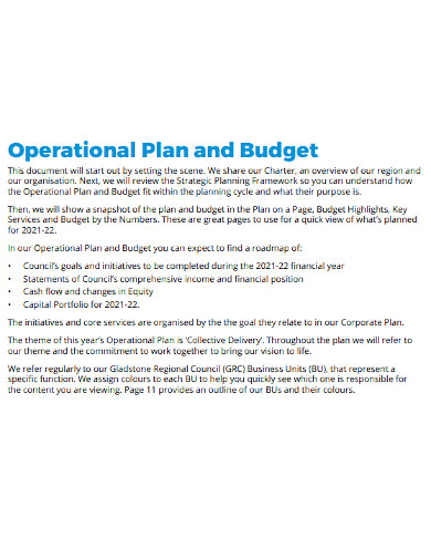 operational plan budget
