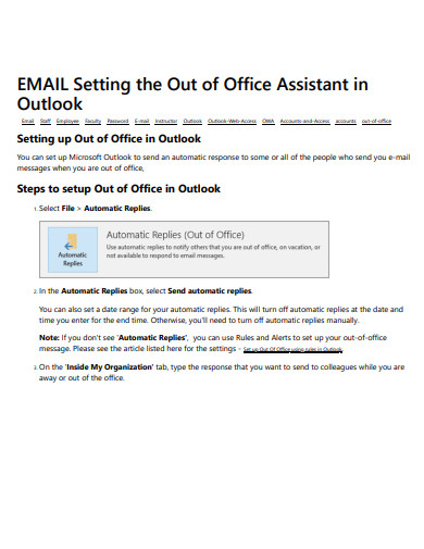 out of office email format