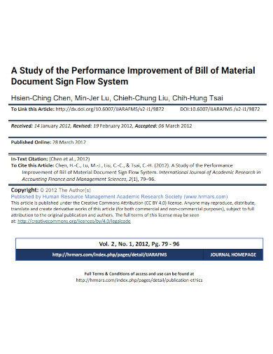 performance improvement of bill of material