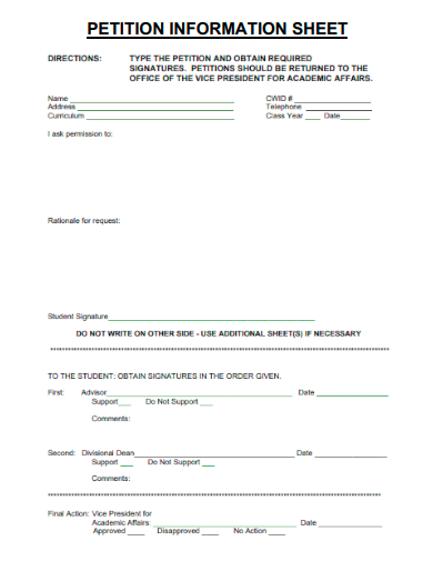 petition information sheet