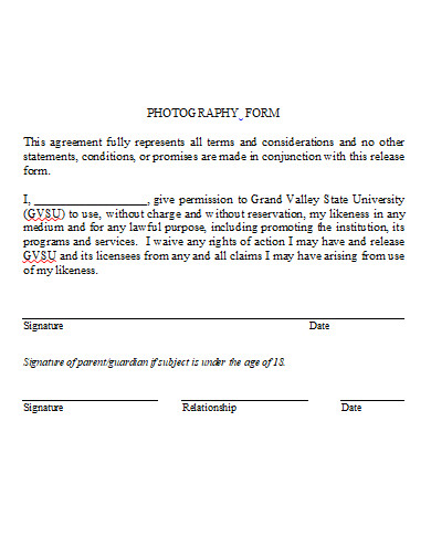 photography form example