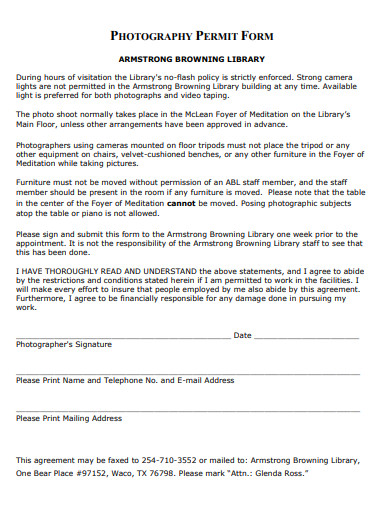 photography permit form