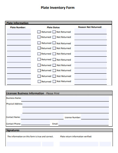 plate inventory form 