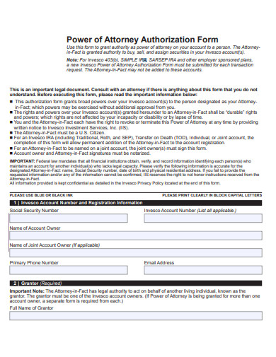 power of attorney authorization form