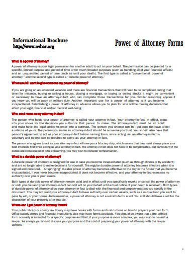 power of attorney form example