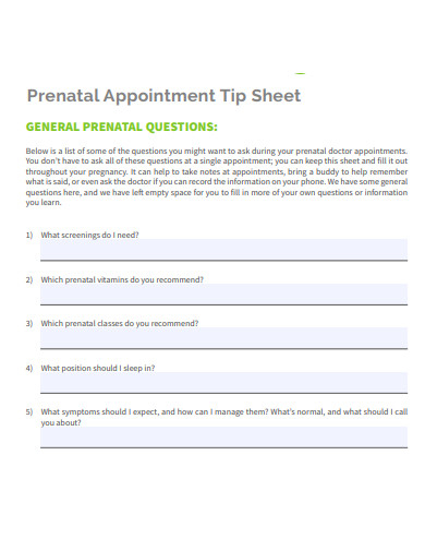 prenatal appointment tip sheet