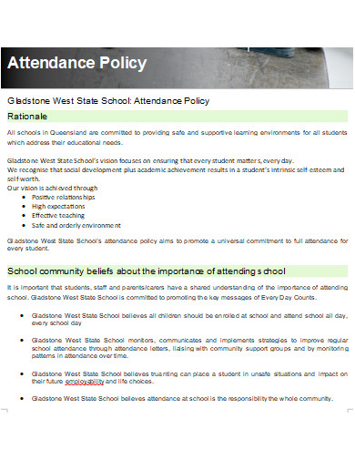 printable attendance policy