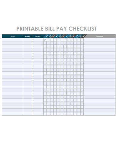 printable bill pay checklist