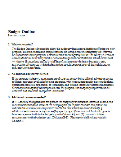 printable budget outline