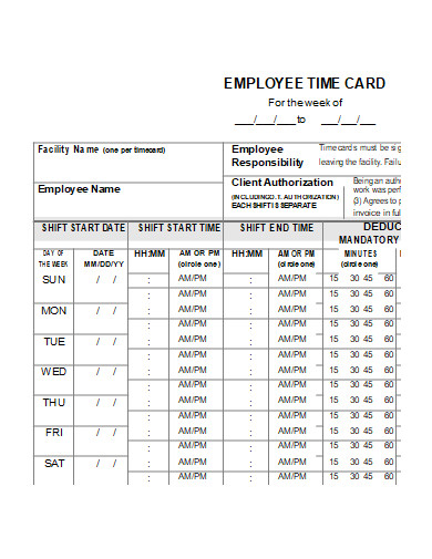 printable employee timecard
