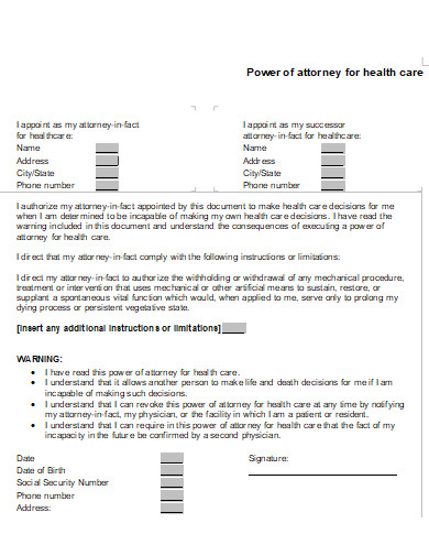 printable health care power of attorney