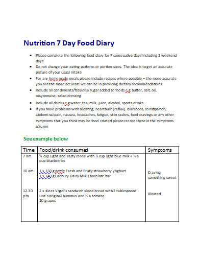 printable nutrition diary