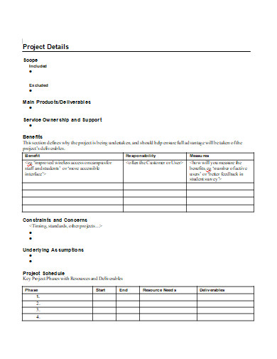 printable project definition