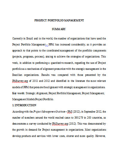 printable project portfolio management