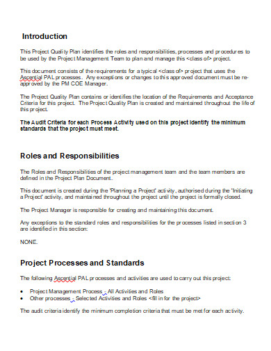 printable project quality plan