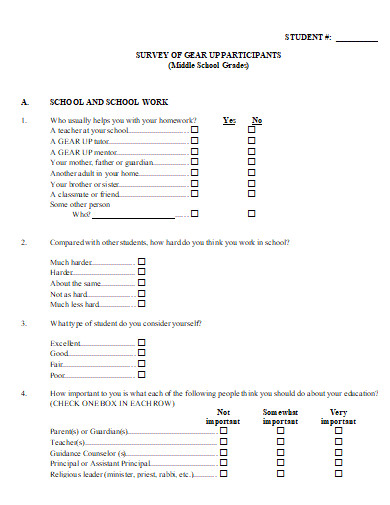printable school survey