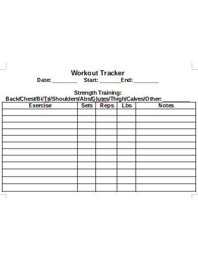printable workout tracker