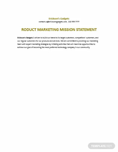 product marketing mission statement