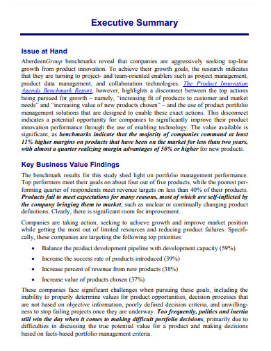 product portfolio management report