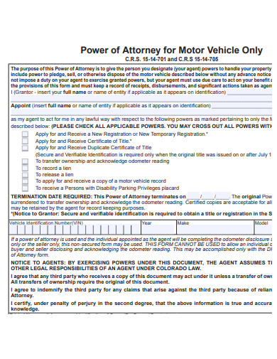 professional vehicle power of attorney