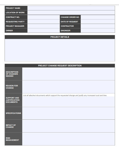 project change order request form