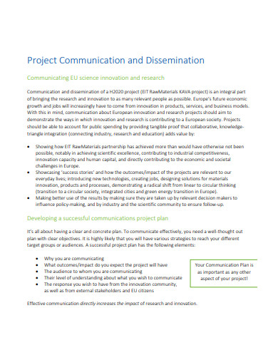 project communication and dissemination