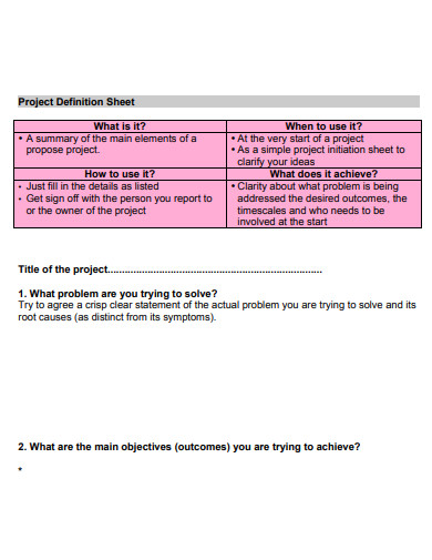 FREE 10 Project Definition Samples In PDF MS Word