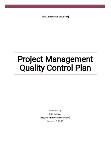 project management quality control plan