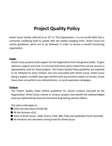 project quality policy