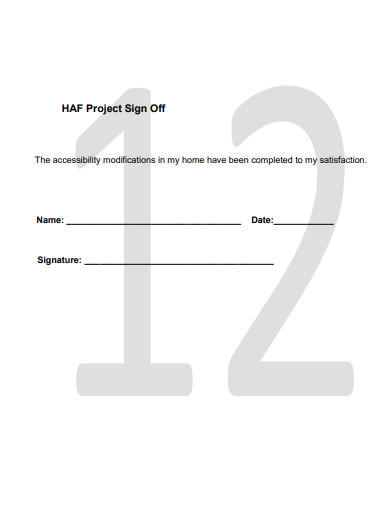 project sign off format