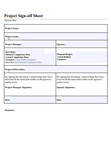 Project Sign Off Sheet Example