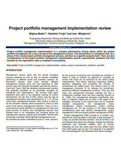 project portfolio management review