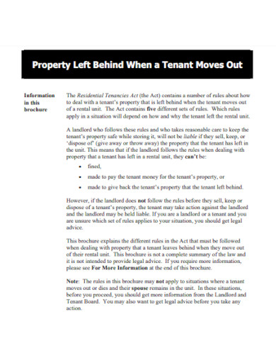 property left tenant removal