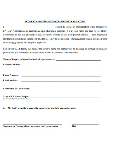 property owner photography release form