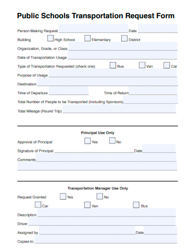 public schools transportation request form