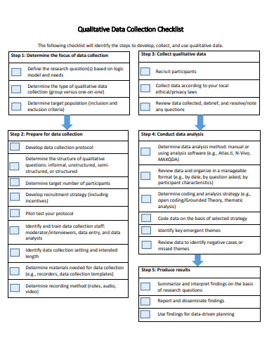 qualitative data collection checklist