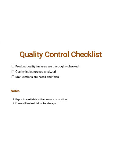 quality control checklist