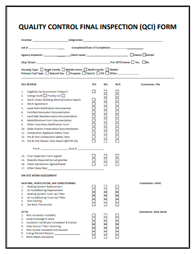 FREE 10 Quality Control Inspection Form Samples In PDF