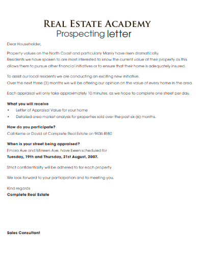 FREE 3+ Real Estate Prospecting Letter in PDF | MS Word | Google Docs